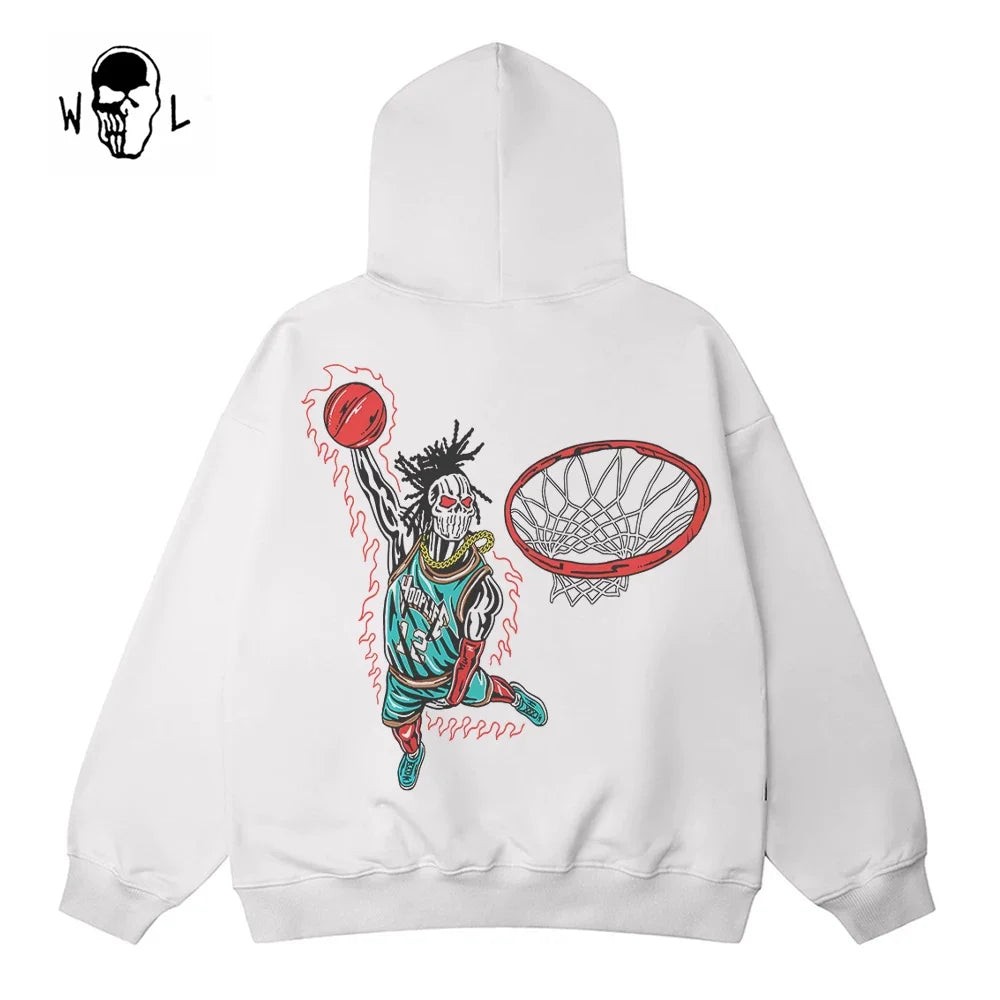 Warren Lotas Flame Dunk Skull Hoodie - White